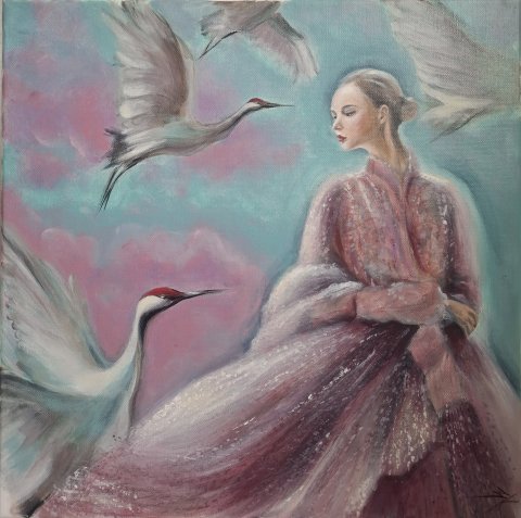"Полетът на жеравите", акрил, 40/40