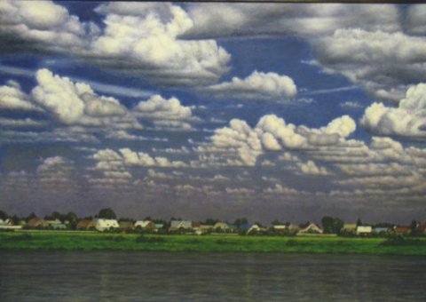 Град край реката.
